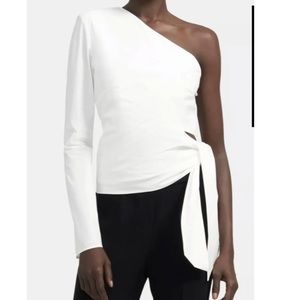 Theory Broome cotton one shoulder top